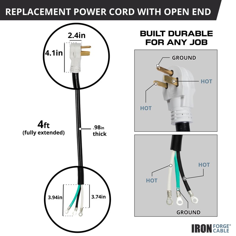 Iron Forge Cable NEMA 6-50 Extension Cord with Open End