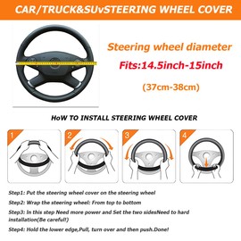 HZEL Bling Car Steering Wheel Cover, Fluffy Crystal Rhinestone Vehicle Steer Wheel Protector, Sparkly Diamond Automotive Wheel Cover Adaptable to 14.5-15 Inches, Universal for Most Cars (Purple)