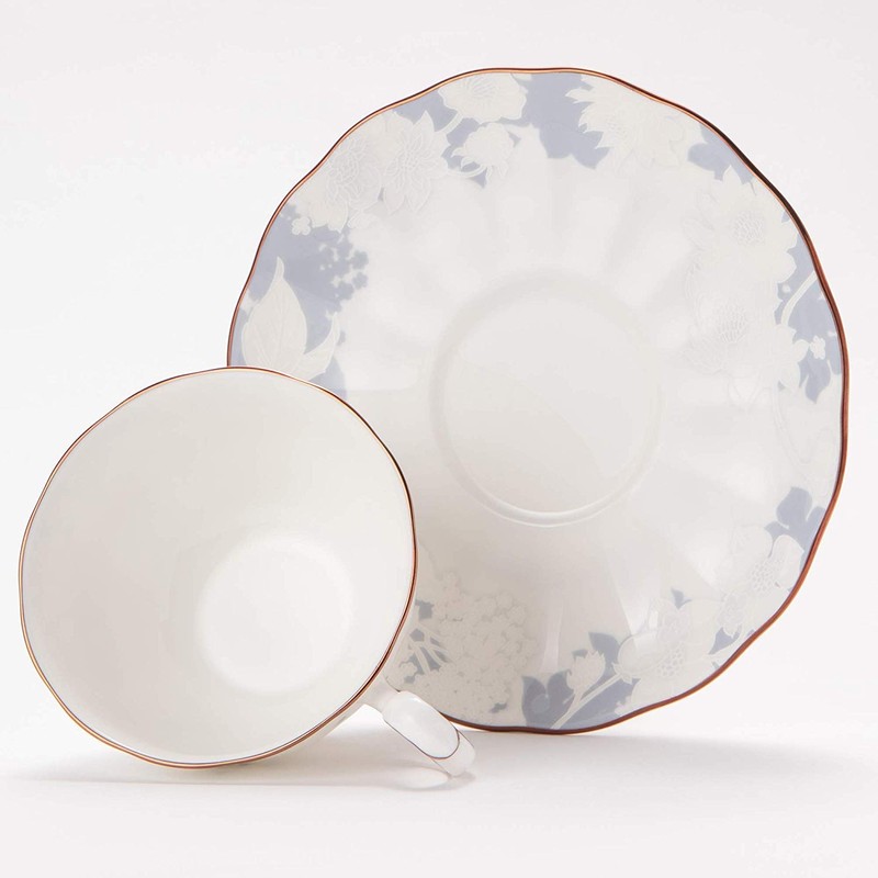 NARUMI(ナルミ) Rose Blanche Cup & Saucer 210cc Blue Floral Pattern