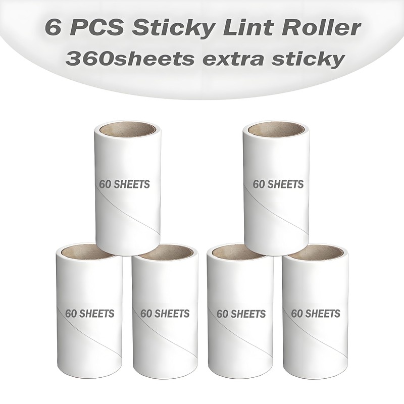 360 Sheets Lint Roller Refills - Pack of 6 Replacement