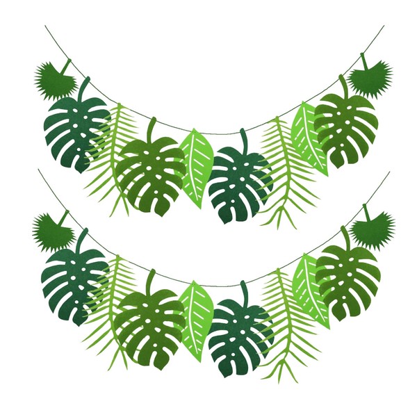 AIBAOBAO Pack of 2 Green Tropical Palm Leaves Bunting -
