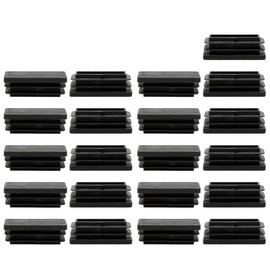 sourcingmap 21pcs 15 x 40mm Plastic Rectangle Ribbed Tube Inserts End Cover Cap Furniture Glide Chair Feet Floor Protector Black