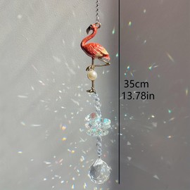 Boho Crystal Flamingo Suncatchers Hanging Ornaments, Bohemian Rainbow Maker Sun Catchers Indoor Window Outdoor Patio Garden Decor Gifts