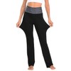 HDE Women's Color Block Fold Over Waist Yoga Pants Flare
