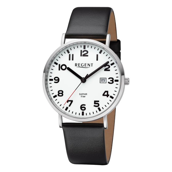 REGENT Men's Luminous Dial Watch 11110934, silver, Modern
