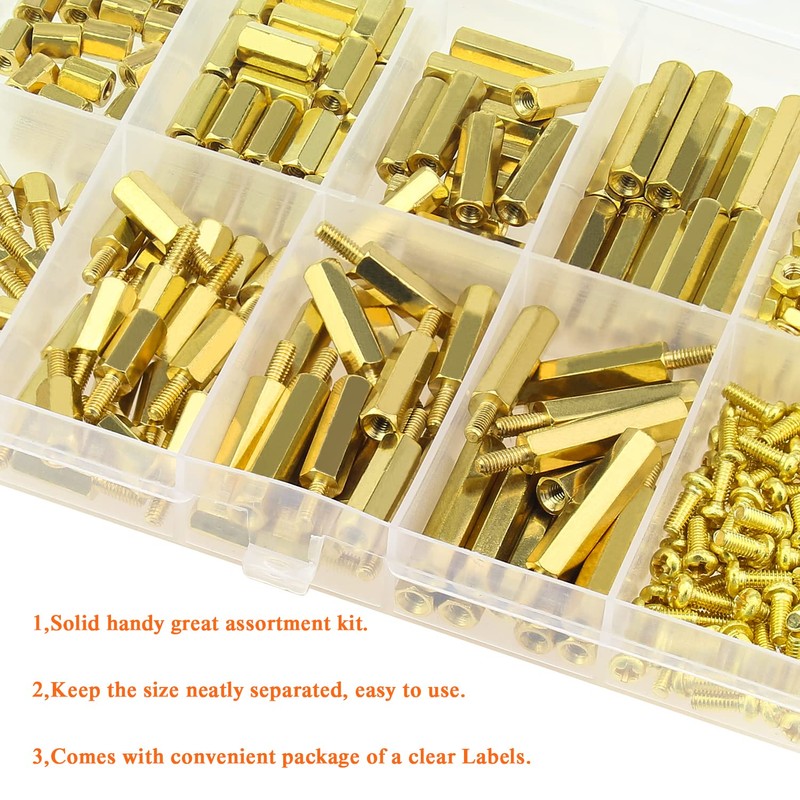 HELIFOUNER 242 Pieces M2.5 Male Female Hex Brass Spacers Standoffs