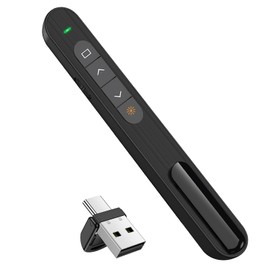 Presentation Clicker for Powerpoint Presentations, Presenter Remote USB C&USB A 2 in 1,Power Point Slide Clickers for Open Hyperlinks & Volume Control Windows/Mac (01)