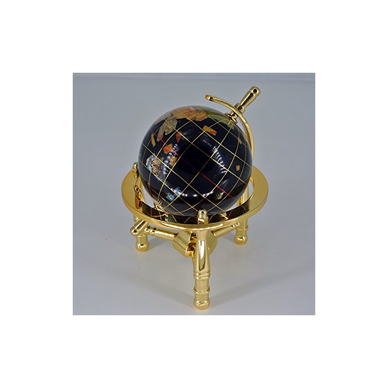Unique Art 80-GT-BLACK-GOLD 6-Inch by Black Onyx Ocean Mini Table