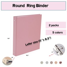 Fei Bi 2-Pack, 3-Ring Pocket, Fashionable Color Binder 1-inch, Suitable for Letter Size (11 "x 8.5"), Beautiful and Cute Binder Suitable for School and Office Supplies, Pink Color