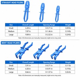 Hose Pinch Off Pliers, 6-Piece fuel line clamp Set, Straight and 90-degree elbow types for Flexible Brake, Fuel, Coolant and Radiator Hoses