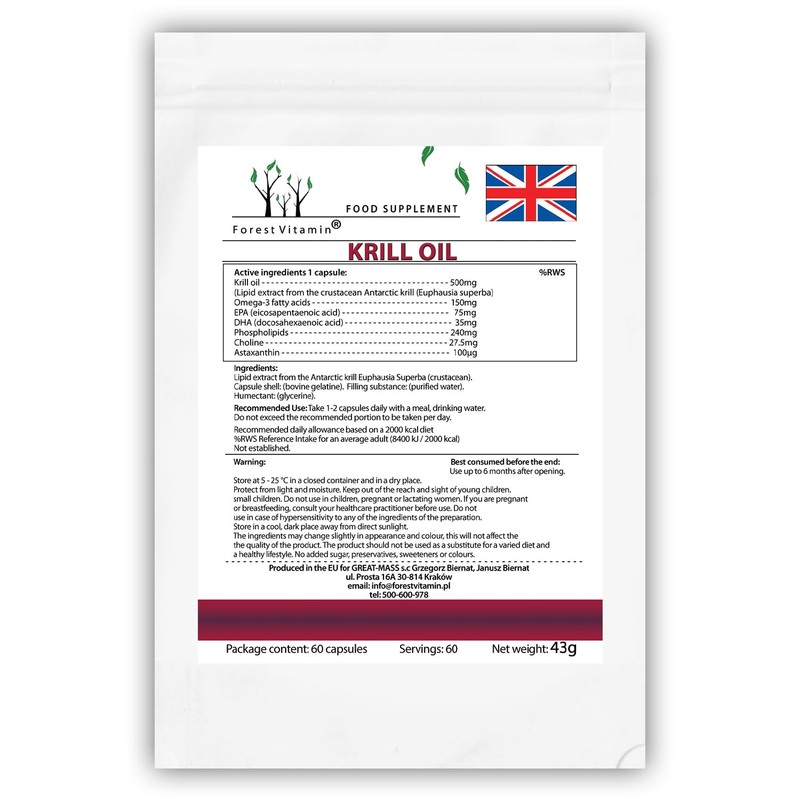 Forest Vitamin - Antarctic Krill Oil 500mg - 60 Kapseln