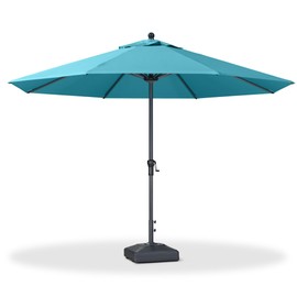 PURPLE LEAF 11' Round Patio Umbrella Outdoor Table Umbrella Aluminum Frame Market Umbrella Sun Umbrella with 8 Sturdy Ribs for Garden Deck Lawn Pool Turquoise Blue