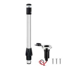 CLGMarine LED Navigation Light, 360-Degree All Round Stern Anchor Light, Removable Pole with Socket Base for Boats (Plug In Base 1, 12 Inchs)