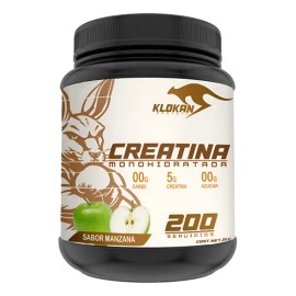 Creatina Monohidratada 1kg Klokan 200 Servicios Sabores Manzana                                                                                       