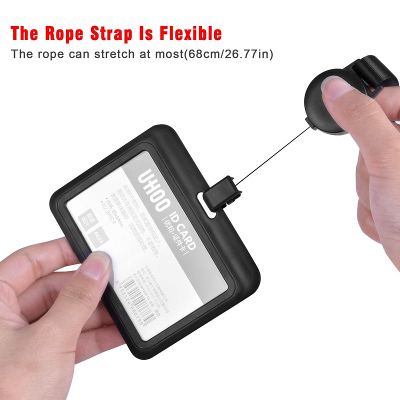 2 Pieces ID Card Holder with Lanyard for Office, Hard