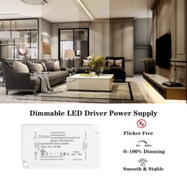 CHXICO 60W Triac Dimmable LED Driver,110V AC to 12V DC Transformer,Power Supply,Compatible with Lutron and Leviton Dimmers,UL Certified