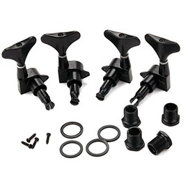 Electric Bass Tuning Pegs, Machine Heads Knobs, String Tuners for Electric Bass, 4Pcs, 2 Left 2 Right, Black Closed Zinc Alloy, Guitar and Bass Accessories