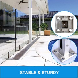 Glass Railing Post Glass Guardrail Base Glass Clamp Stainless Steel 304 Spigots Pool Fence Glass Railing Spigot System Stairs Balcony Glass Floor Clamps, Silver (4)