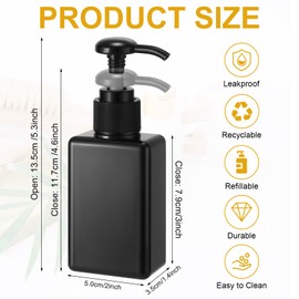Domensi 50 Pcs 100ml /3.4 oz Pump Bottle Mini Travel Bottles Small Dispenser Containers Plastic Pump Lotion Dispenser Empty Square Travel Size Containers Toiletries (Whole Black)