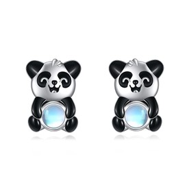 Cat / Pineapple / Flower / Whale / Dinosaur Earrings Moonstone Stud Earrings 925 Sterling Silver Animal Earrings Hypoallergenic for Sensitive Ears Animal Jewellery for Women Teen Girls, Sterling