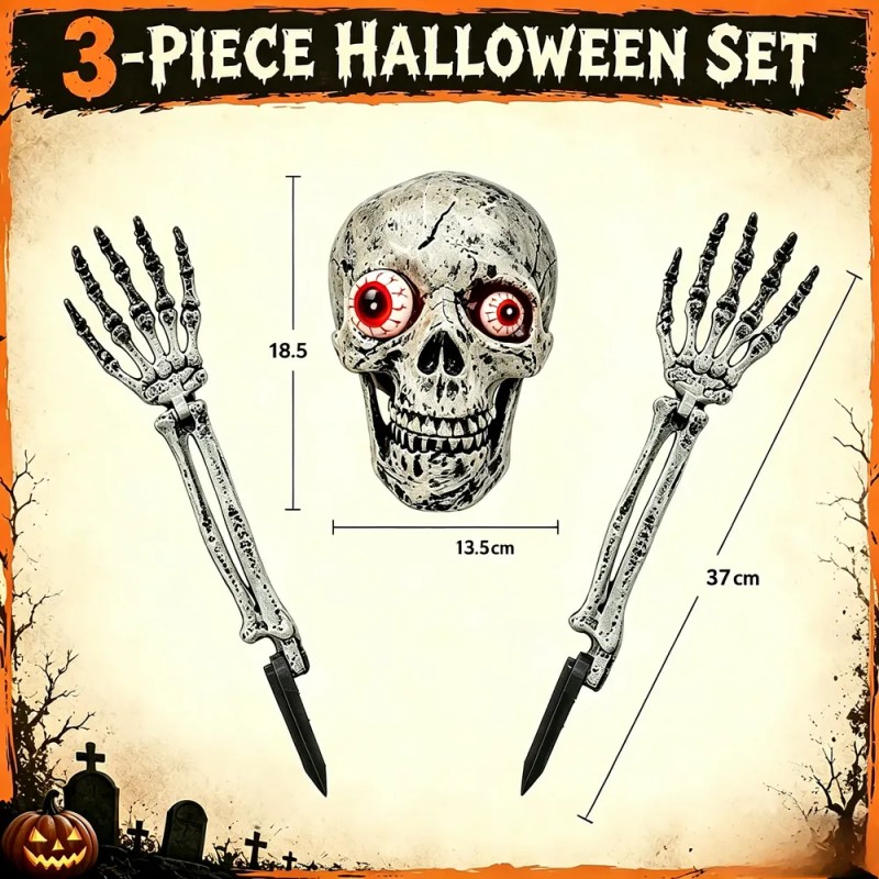 QZNICE - Decoración De Esqueleto De Halloween Para Jardín Con