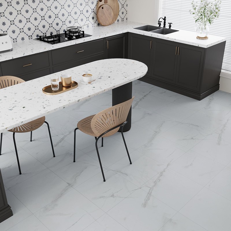 VEELIKE Marble Peel and Stick Vinyl Flooring for Kitchen Bathroom
