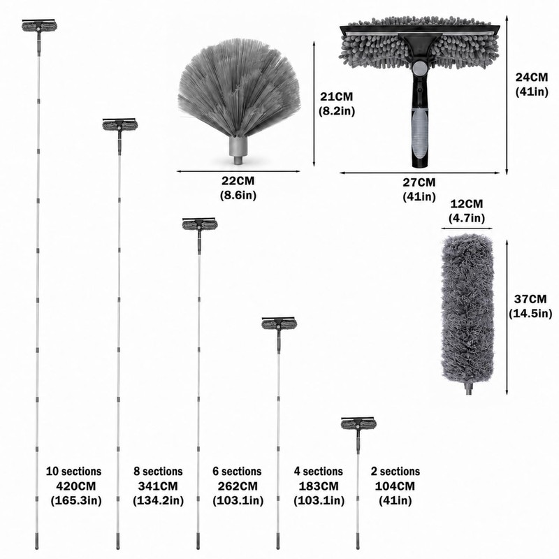 3-in-1 Feather dusters for Cleaning, Cobweb Duster with Extension Pole