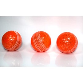 3 X Soft & Safe Glitter Cricket Balls For outdoor & indoors Rubber Cricket Ball With elegant Seam for Best Performing, Coaching & Practice (ORANGE)