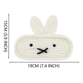 Veworn Crochet Animal Glasses Holder Cute Eyeglasses Holder for Nightstand Desk Bedside Knit Eyeglass Storage for Mother's Day Gifts (White Rabbit)