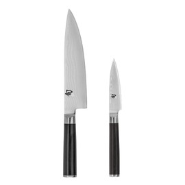 Shun Classic 2 Piece Starter Set, Includes 8" Chef and 3.5” Paring Knives, Handcrafted Japanese Knife Set, VG-MAX Core with Damascus Stainless Steel Cladding, Pakkawood Handle