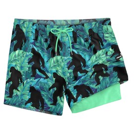 HUNTFAMI Men's Swim Trunks Board Quick Dry 7 Inch Beach Shorts Compression Liner Bathing Suit, Fathers Day Ideas