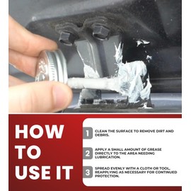 AGS Lith-Ease White Lithium Grease 1.25 oz Bundle with Microfiber Cloth - Multi-Purpose Lithium Based Grease for Automotive, Marine, and Home Use - Heat Resistant and Rust Protection - (2 Items)
