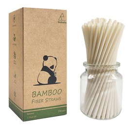 100% Natural Bamboo Fiber Drinking Straws - 7.8 in x 2.4 in, 240 Pack Durable Biodegradable Disposable Bamboo Straws for Hot & Cold Drinks