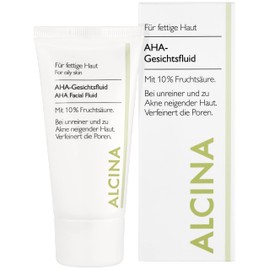ALCINA AHA Facial Fluid with 10% Fruit Acid - 1 x 50 ml - For Oily Skin - Ideal for Blemished and Acne Prone Skin - Refines Pores and Stimulates Skin Renewal