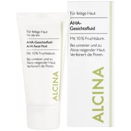 ALCINA AHA Facial Fluid with 10% Fruit Acid - 1 x 50 ml - For Oily Skin - Ideal for Blemished and Acne Prone Skin - Refines Pores and Stimulates Skin Renewal