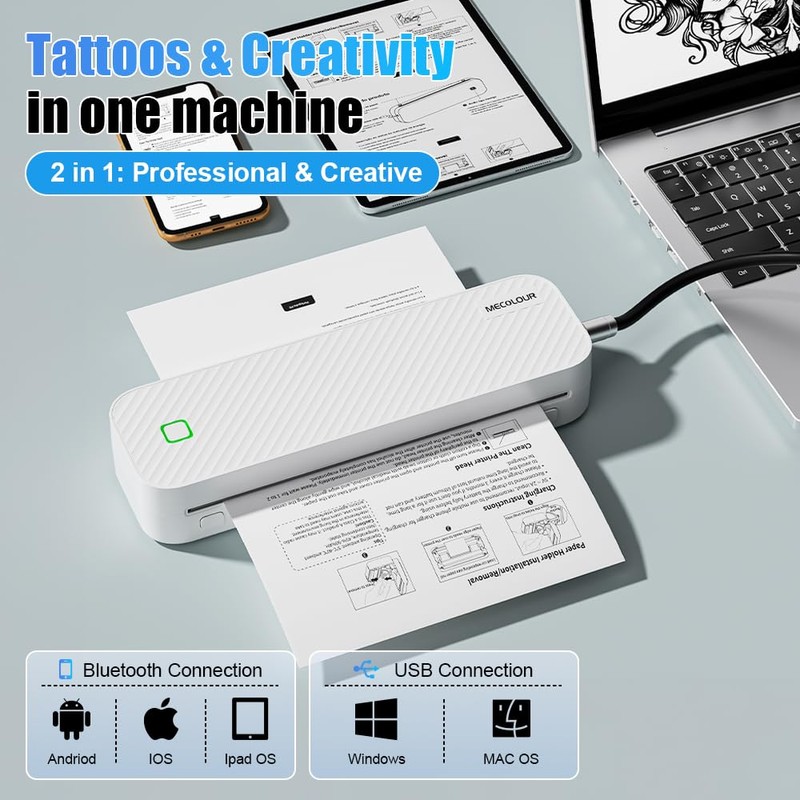 Tattoo Stencil Printer, GD88 Portable Thermal Tattoo Printer with Thermal