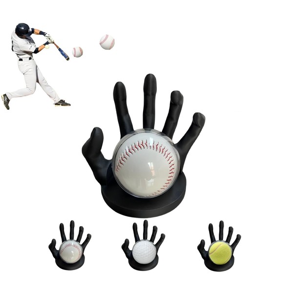 Baseball Display Stand, Round Clear Ball Stand,with 3D Hand Shaped