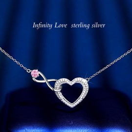 LEXLUNE Infinity Heart Necklace for Women, Sterling S925 Silver October Birthstone Tourmaline, Necklace for Birthday Gift For Wife, Love Heart Necklace For Her