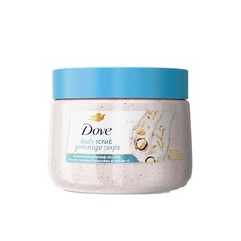 Dove Scrub Macadamia Rice Milk Exfoliate Body Scrub y Deeply 15 oz | For dry, dull skin, Helps deeply nourish skin, With Dove moisturizing cream, For 