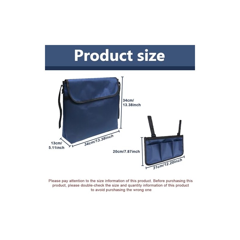 2 Pcs Wheelchair Side Bag, for Standard Wheelchairs & Walkers