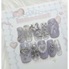 Purple Butterfly Handmade Nail Tips - Short Coffin / 퍼플