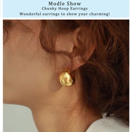 Chunky Gold Hoop Earrings, Lightweight Hollow Teardrop Earrings for Women│Waterdrop Square Open Chunky Hoop Earrings for Girls│Hoops Earrings Jewellery