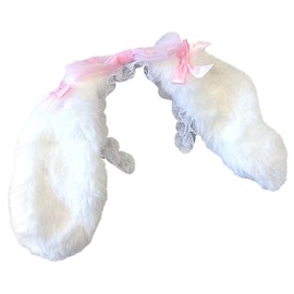 Plush Ear Headband for Stuffed Animals, For 5.9 - 7.9 inches (15 - 20 cm), Sewn Clothing, Kigurumi, Ota Living, White, Fluffy