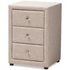 Baxton Studio Tessa 3 Drawer Fabric Upholstered Nightstand in Beige