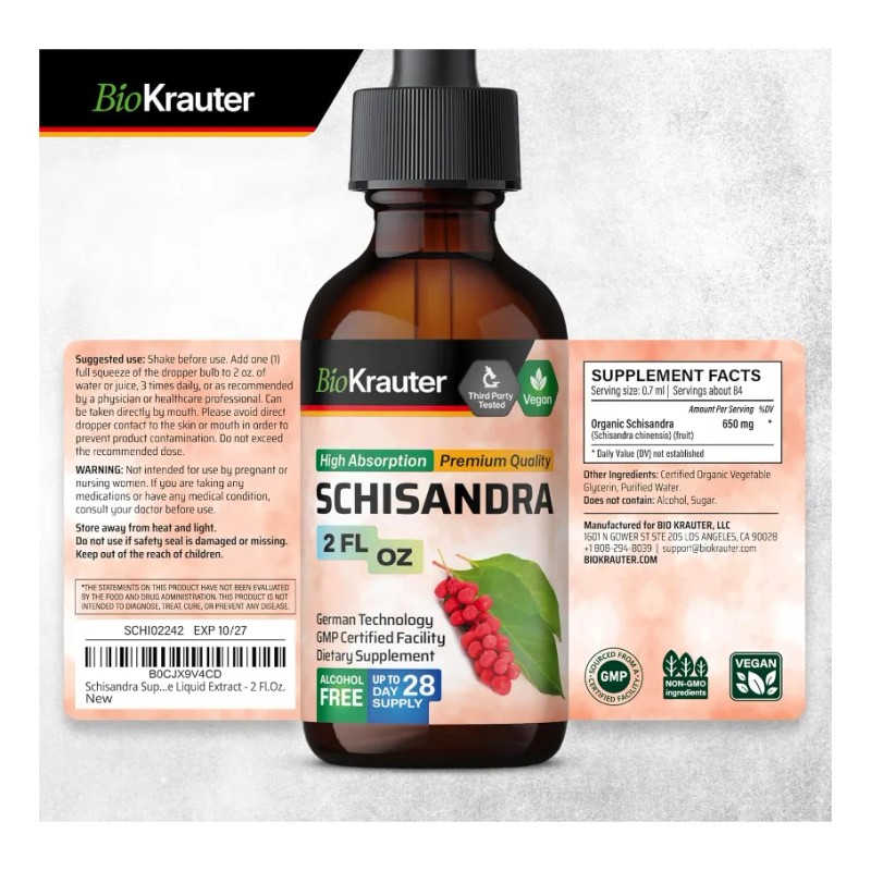 Schisandra Gotas Detox, Enfoque Y Vitalidad 59ml Americano