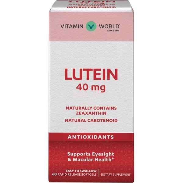 Vitamin World Lutein 40mg 60 Rapid Release Softgels, Eye Health, Vision, Antioxidant