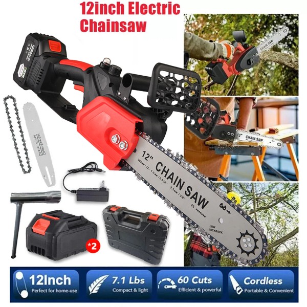 Unbranded 12" Cordless Chainsaw Brushless Electric Handheld Chain Saw With
