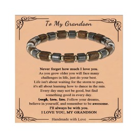 Grandson Bracelet Mens Beaded Bracelets Inspirational Bracelets Grandson Gifts from Grandma Inspirational Birthday Gifts for Men