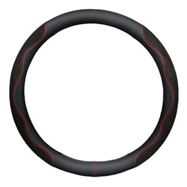 Car Steering Wheel Cover Cool Steering Wheel Cover Mini Car Leather Accident Prevention Non-Slip (Black) S Size