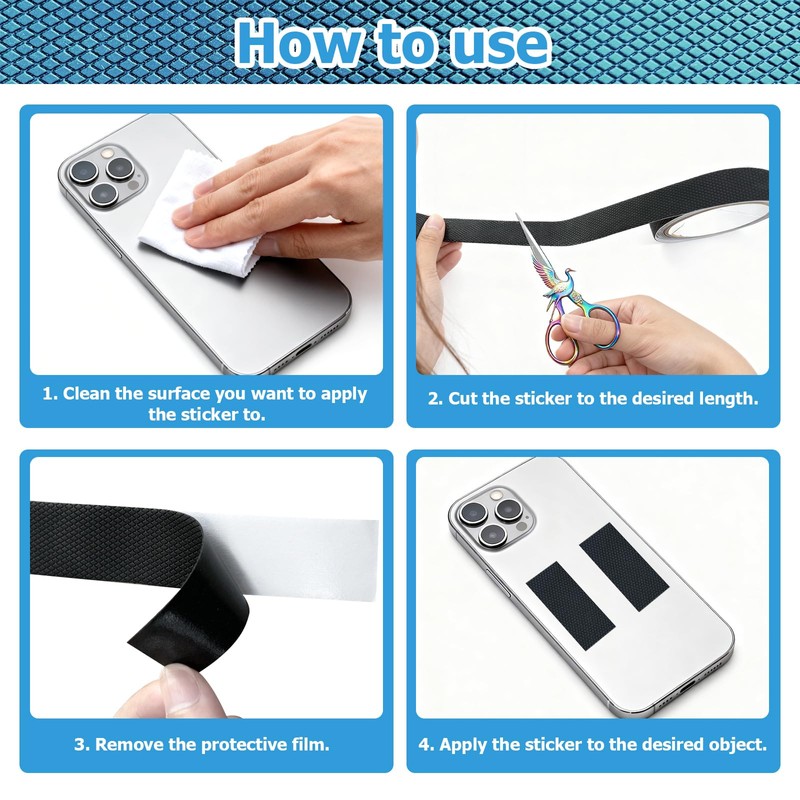 Ultra-Thin Rubber Grip Tape for Handles Strong Adhesive, Black 1In